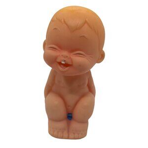 Vintage Rubber Squeaky Baby Toy With Blue Diaper